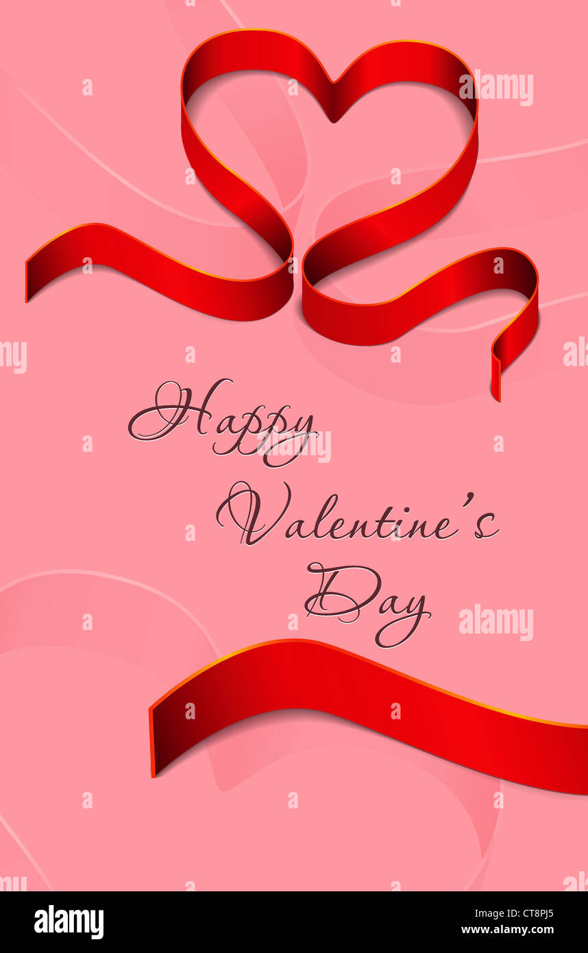 vector valentine's day background with heart made of ribbon Stock Photo ...