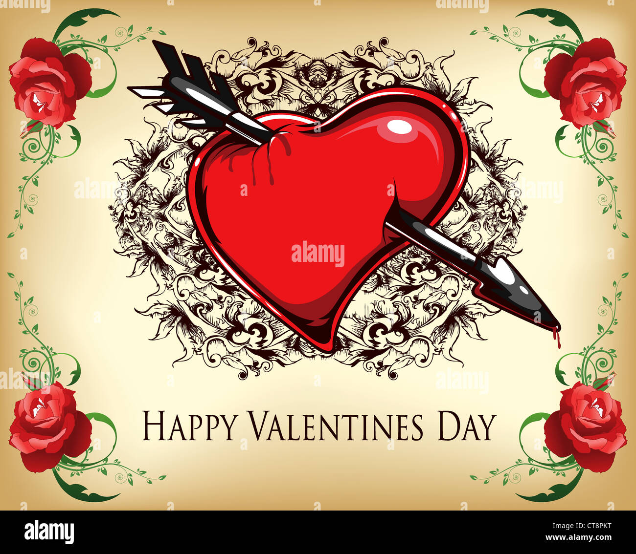valentine illustration of a vintage heart on an background Stock Photo ...