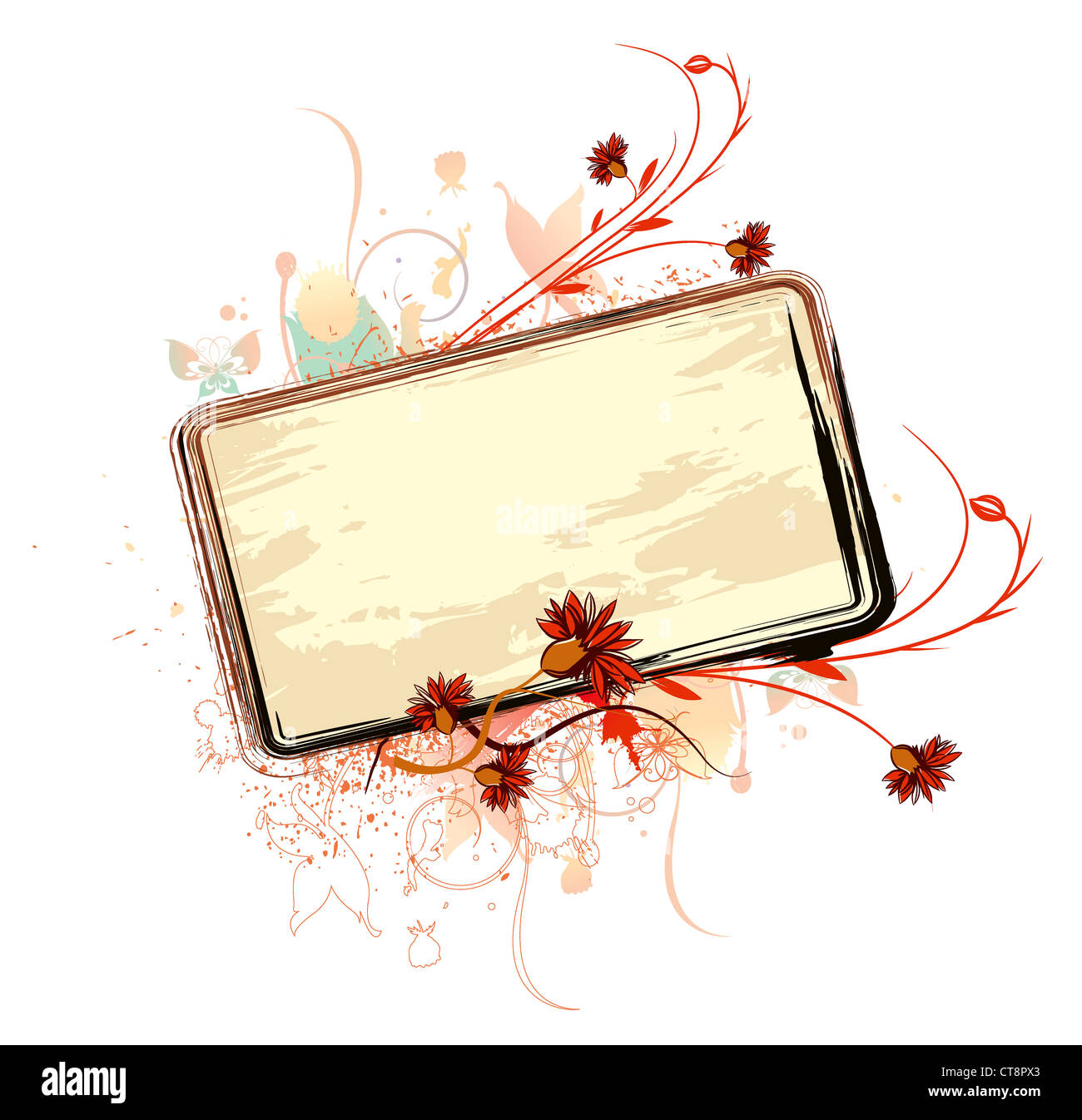 vintage floral frame vector illustration Stock Photo - Alamy