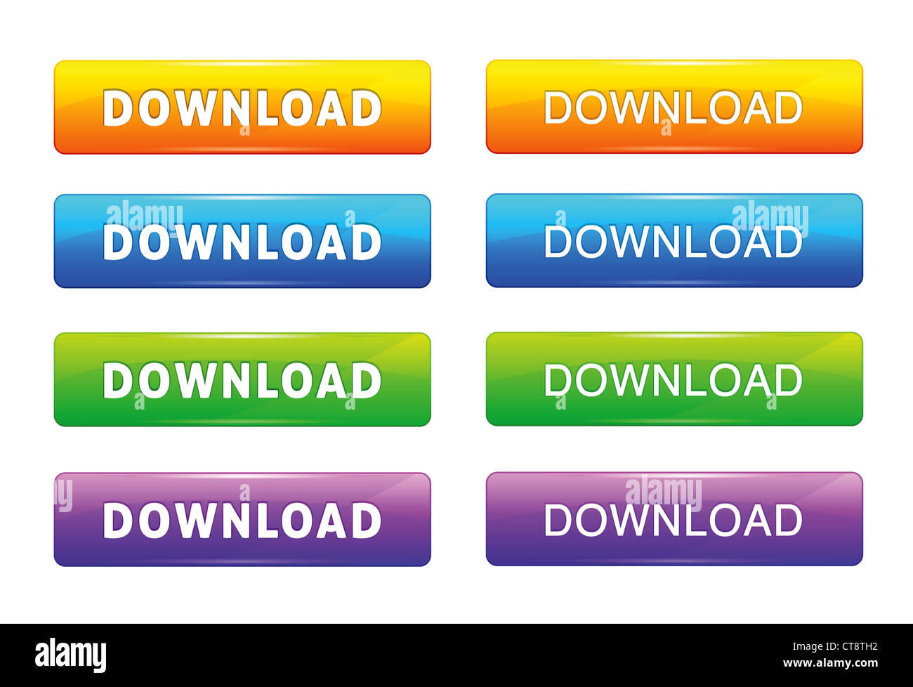 glossy download buttons set vector illustration Stock Photo - Alamy