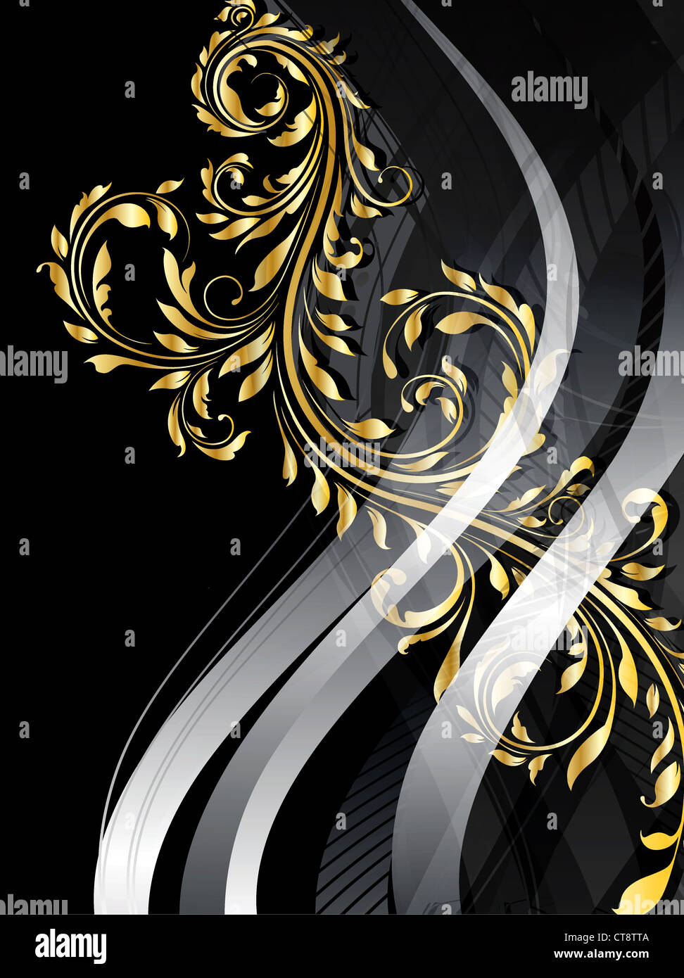 vector abstract gold floral background Stock Photo - Alamy