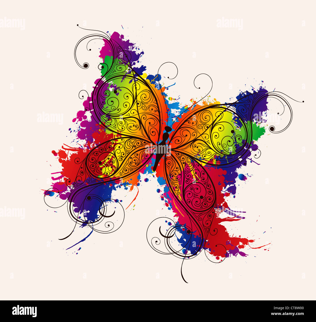 Vector Illustration Abstract Floral Butterfly On Stock