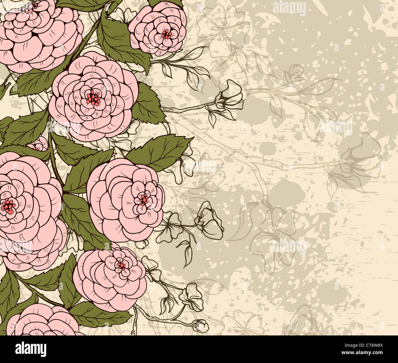 vector grunge background with floral Stock Photo - Alamy
