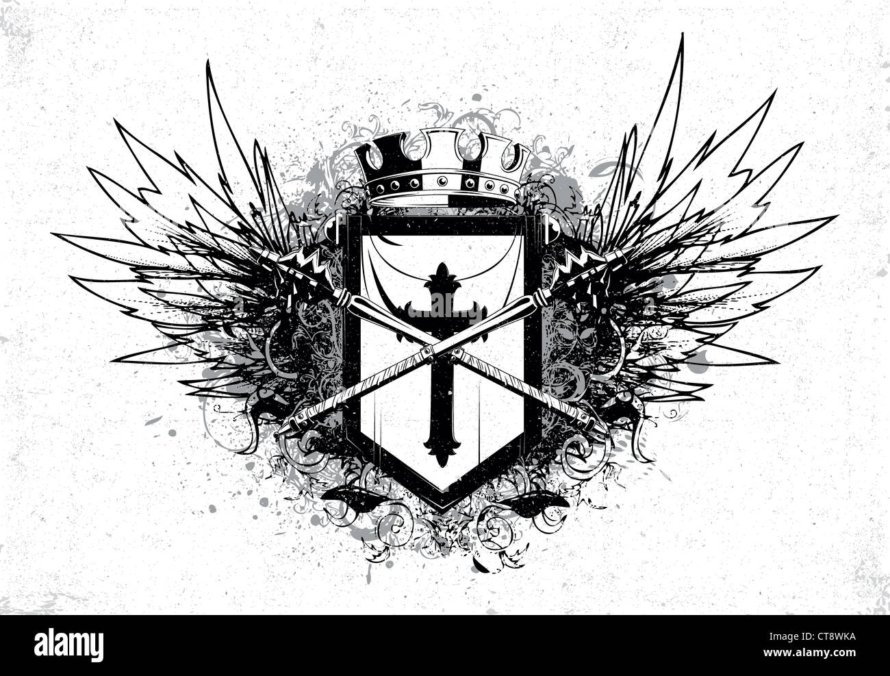 vintage emblem with crest vector illustration Stock Photo - Alamy