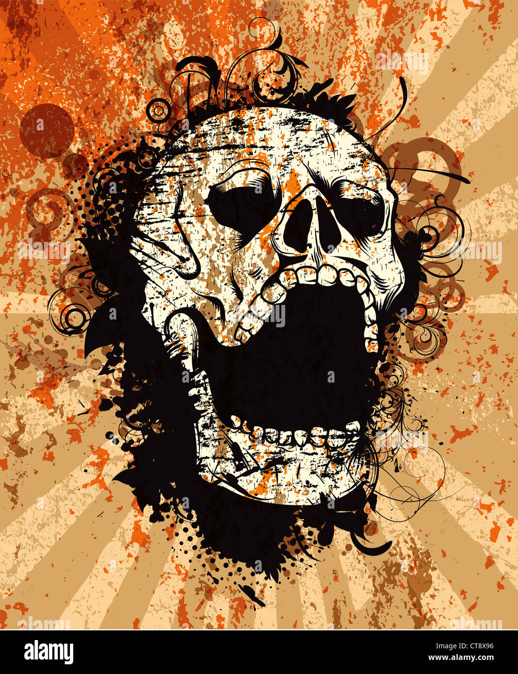 vector vintage background with skull Stock Photo - Alamy