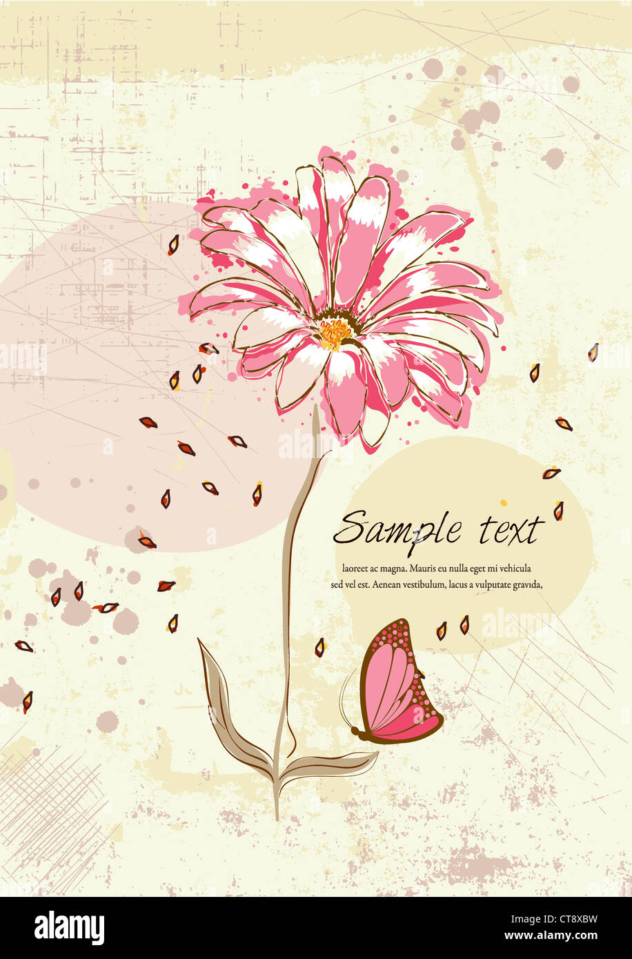 vector colorful floral background with butterfly Stock Photo - Alamy
