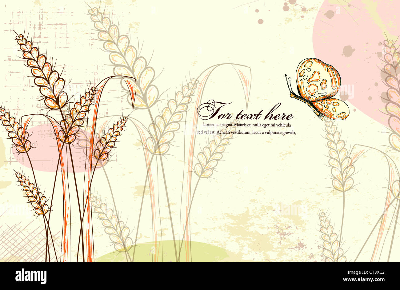 vector colorful floral background with butterfly Stock Photo - Alamy
