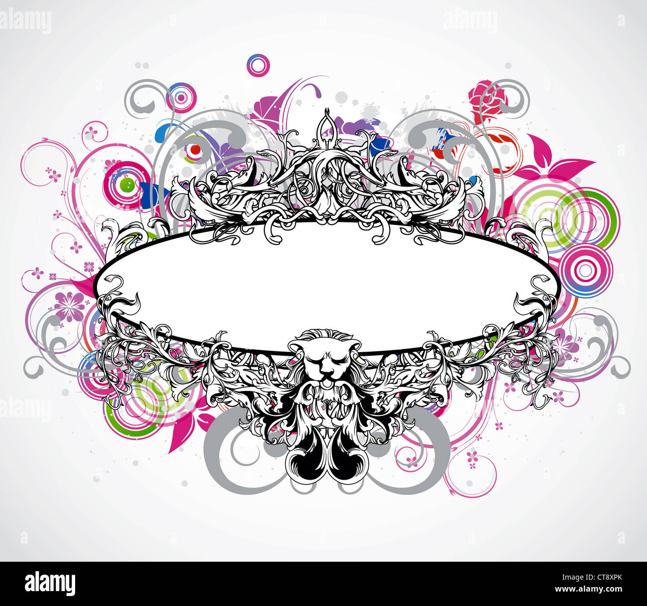 colorful floral frame vector illustration Stock Photo - Alamy