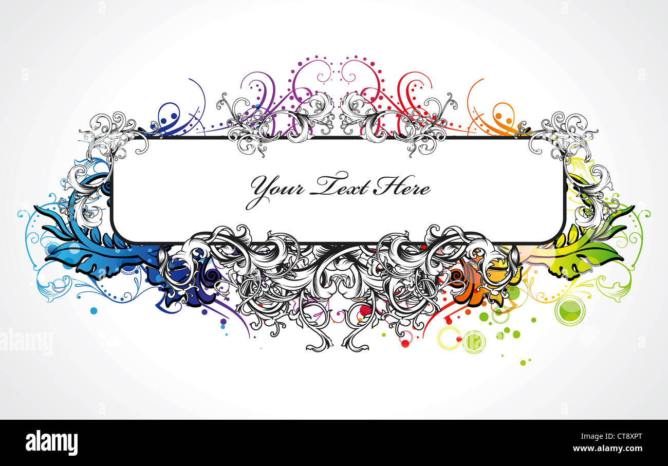 colorful floral frame vector illustration Stock Photo - Alamy