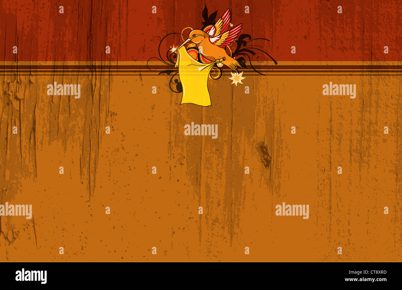 vector vintage background with abstract bird and floral Stock Photo - Alamy