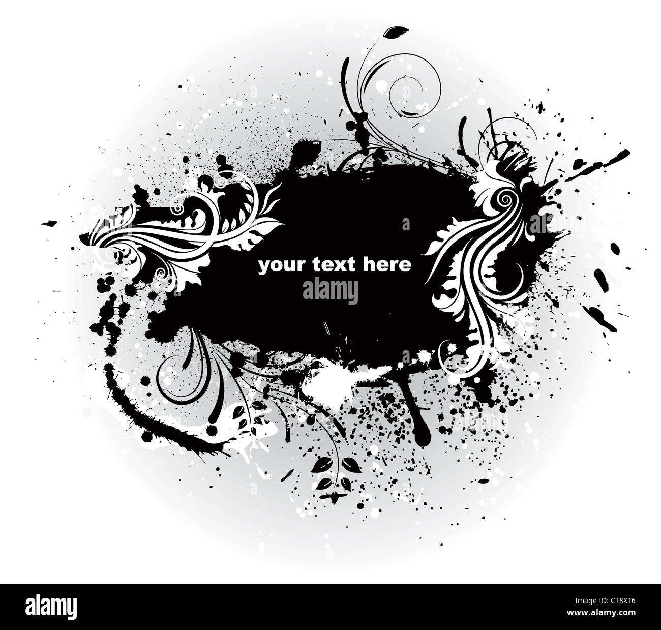grunge frame with floral vector illustration Stock Photo - Alamy