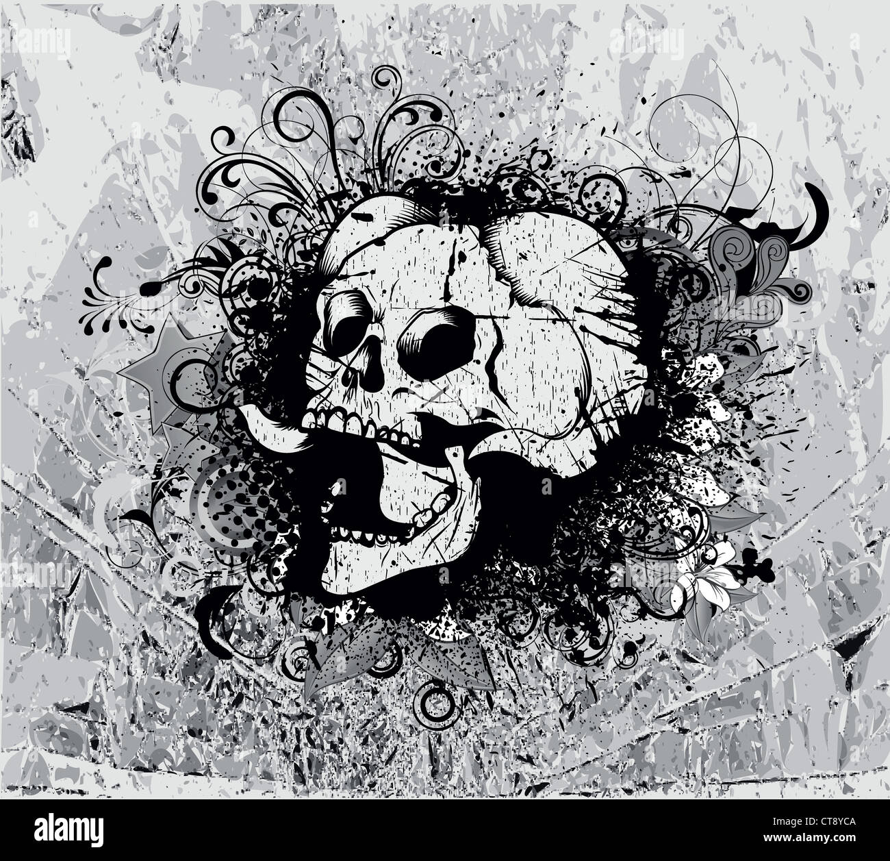 grunge background with skull vector illustration Stock Photo - Alamy