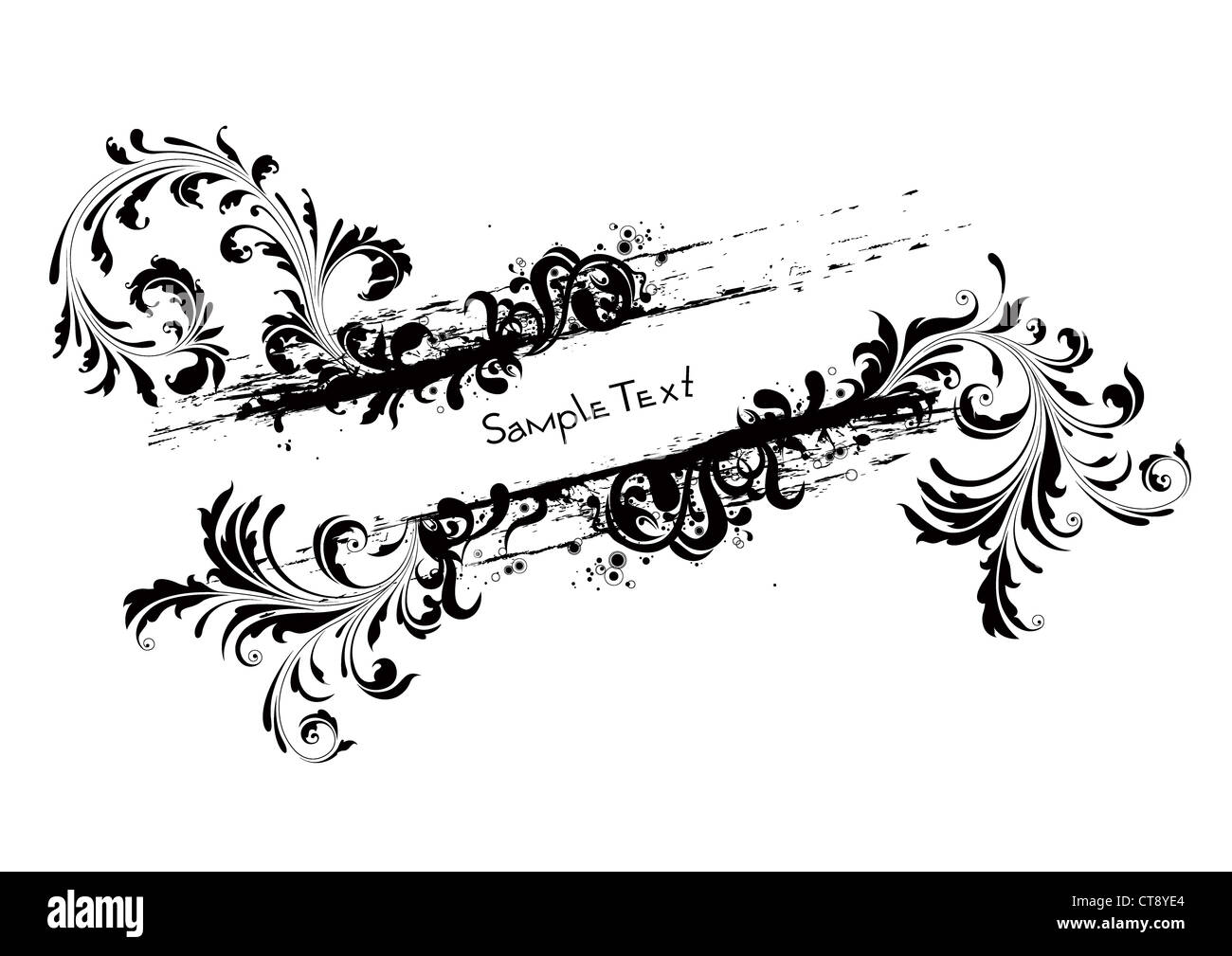 grunge floral frame vector illustration Stock Photo - Alamy