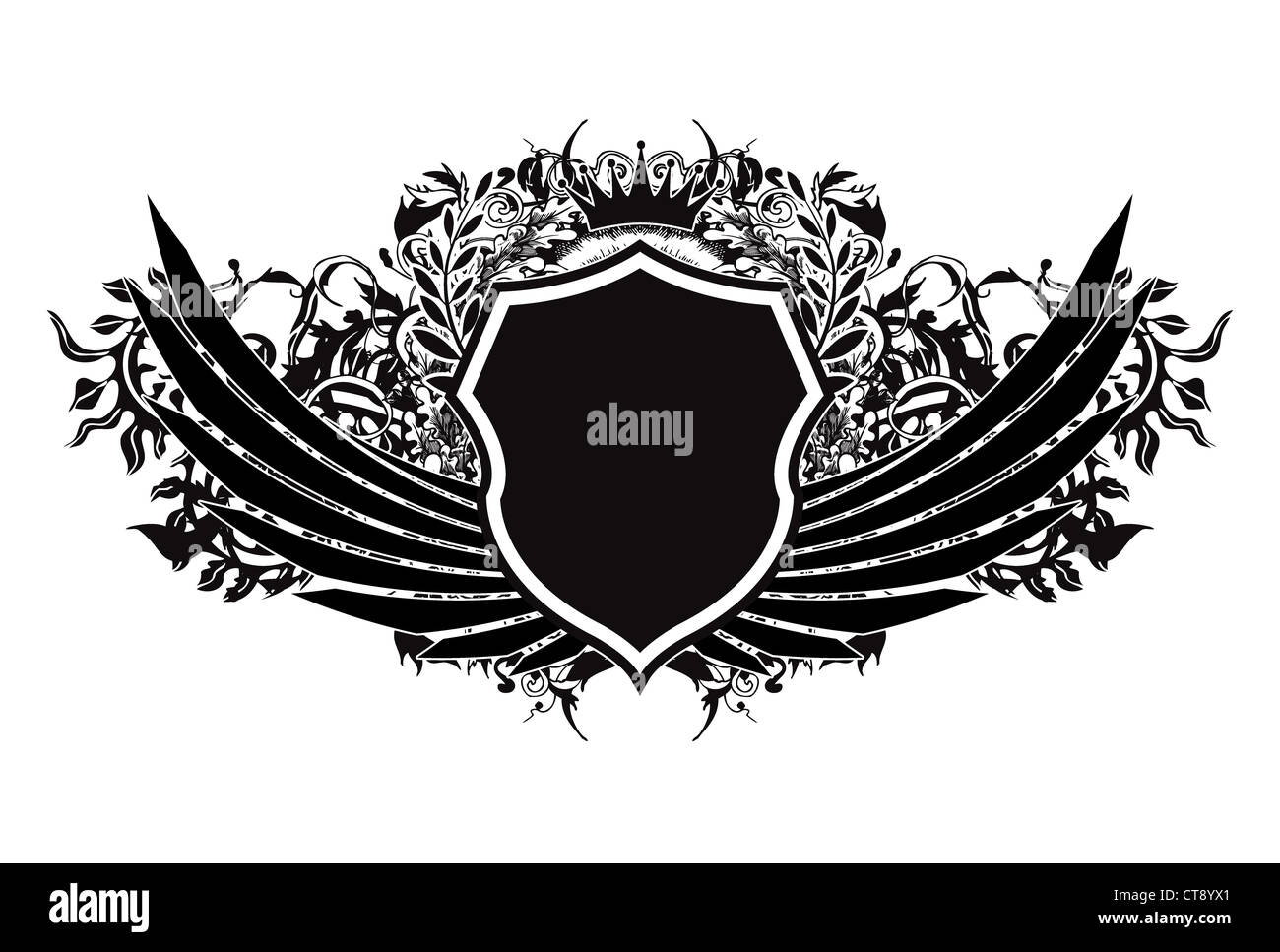 vector vintage emblem with shield Stock Photo - Alamy