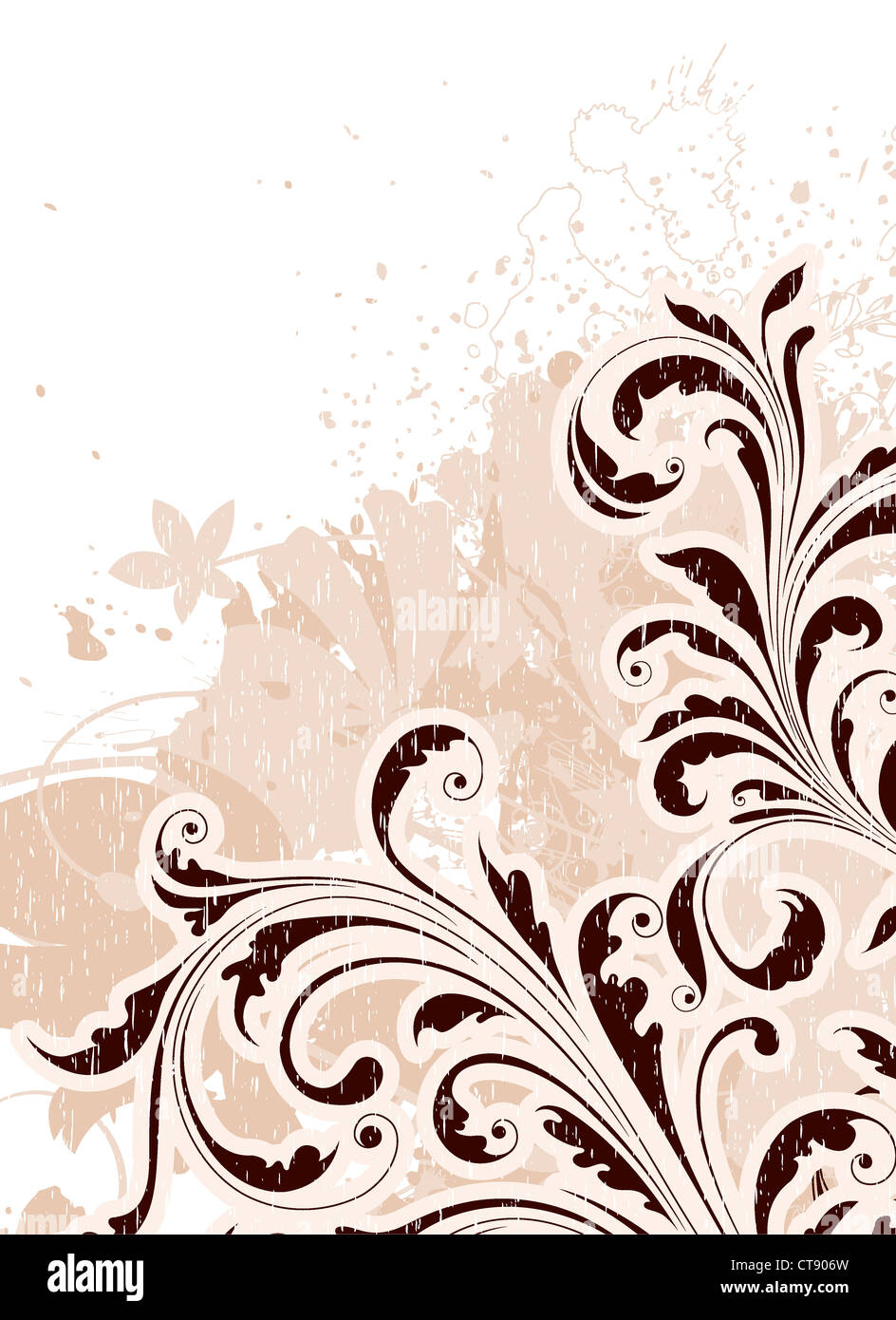 vector grunge background with floral Stock Photo - Alamy