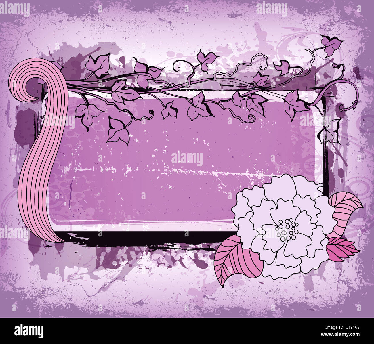 vector grunge floral frame Stock Photo - Alamy