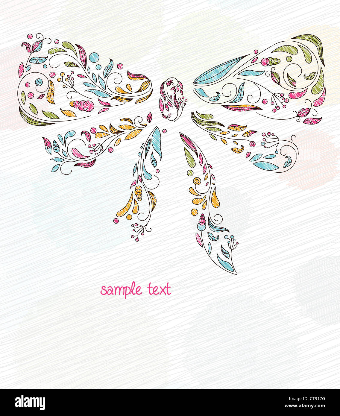 doodles background with bow made of floral vector illustration Stock