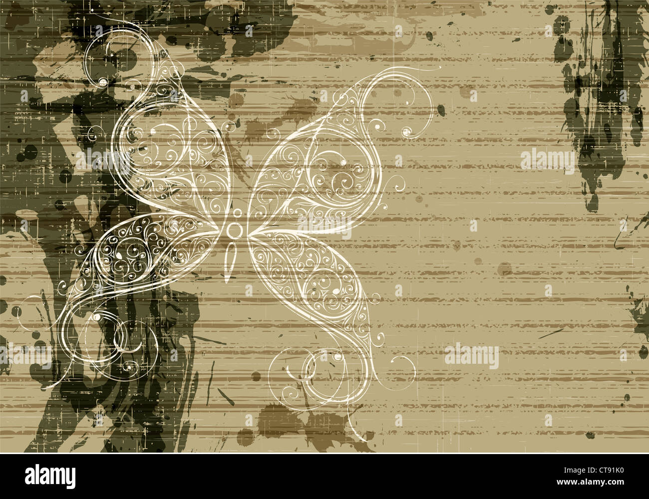vector grunge background with butterfly made of floral Stock Photo - Alamy