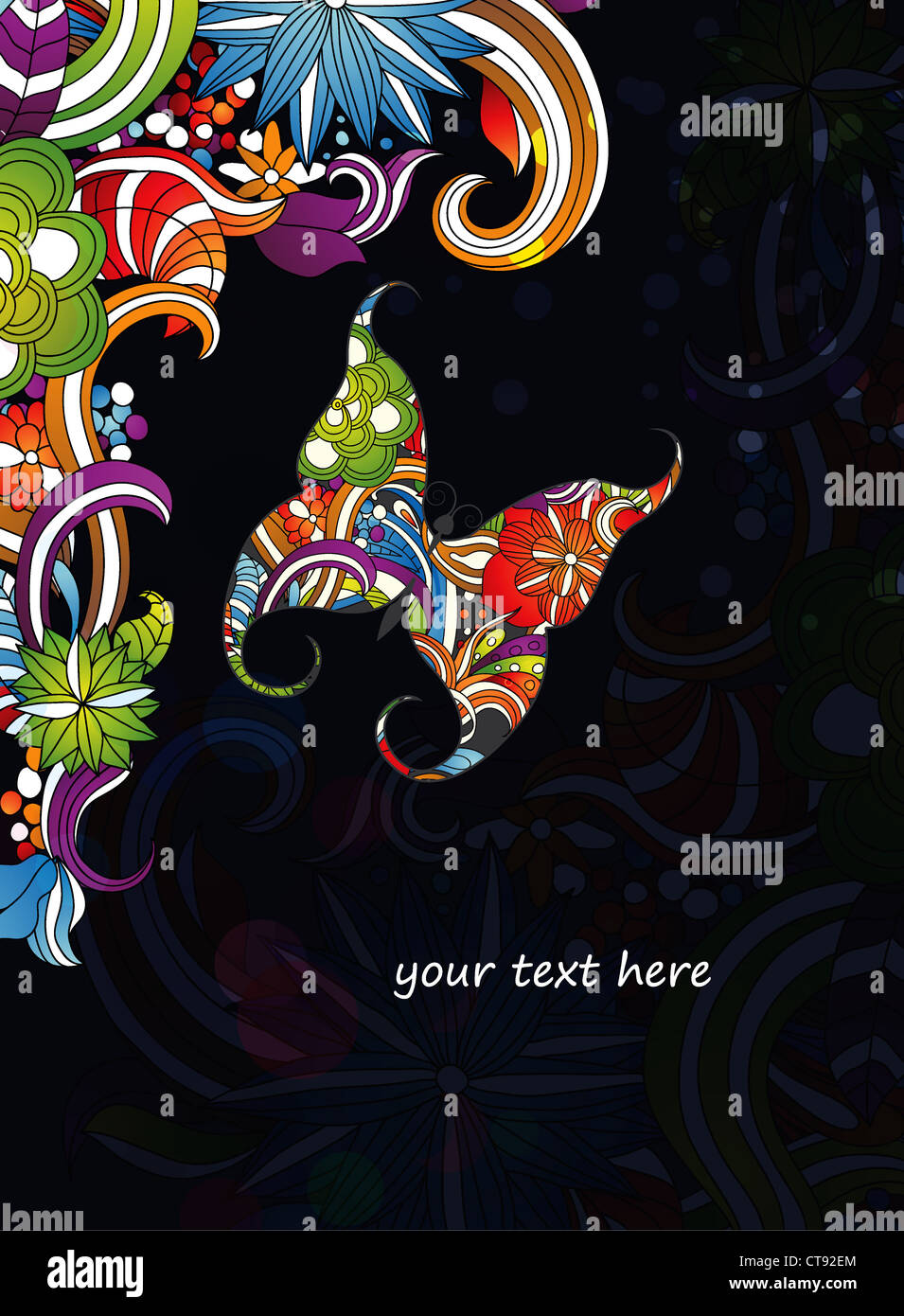 vector colorful abstract floral background with butterfly Stock Photo ...