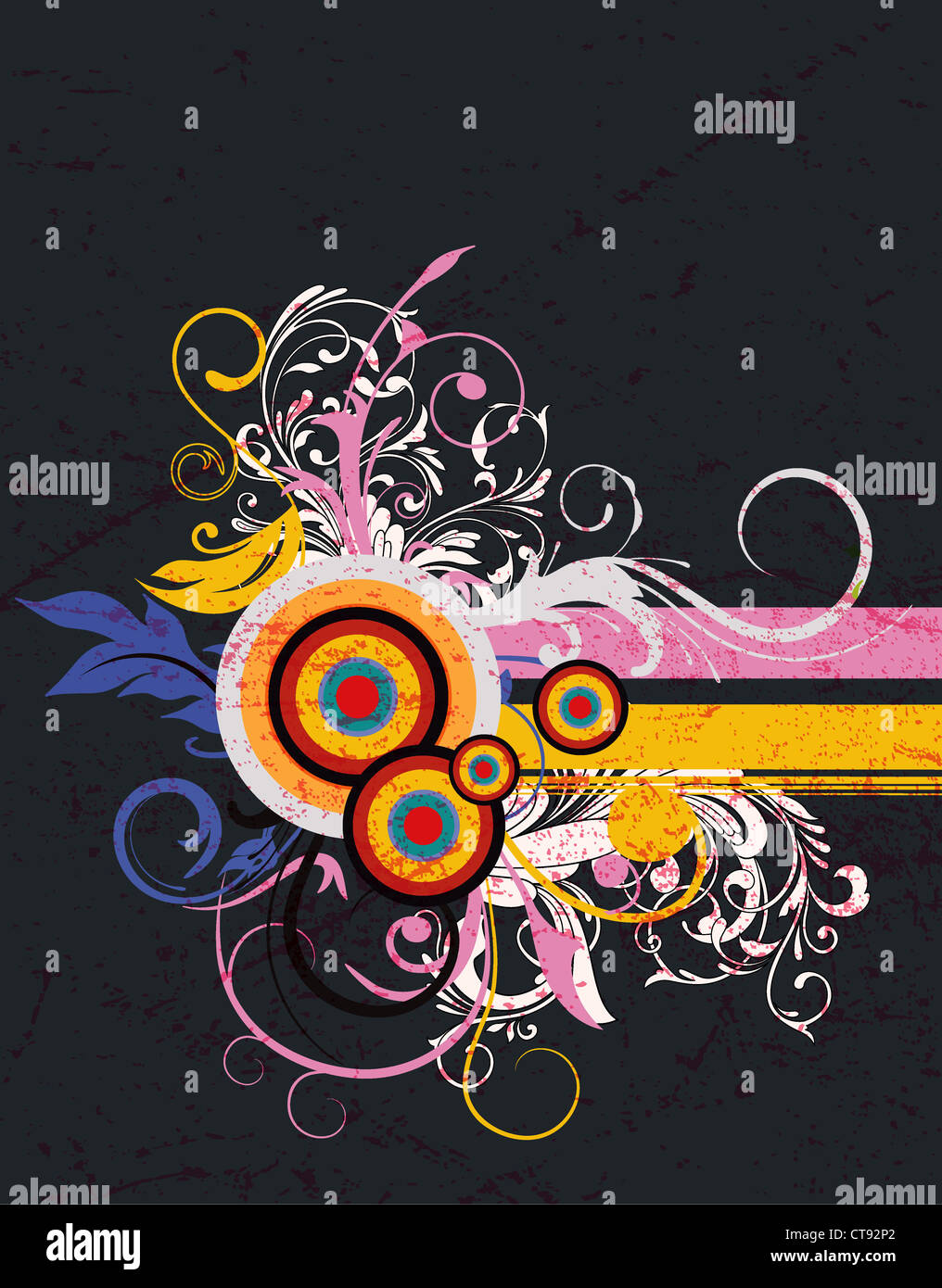 vector grunge background with floral Stock Photo - Alamy