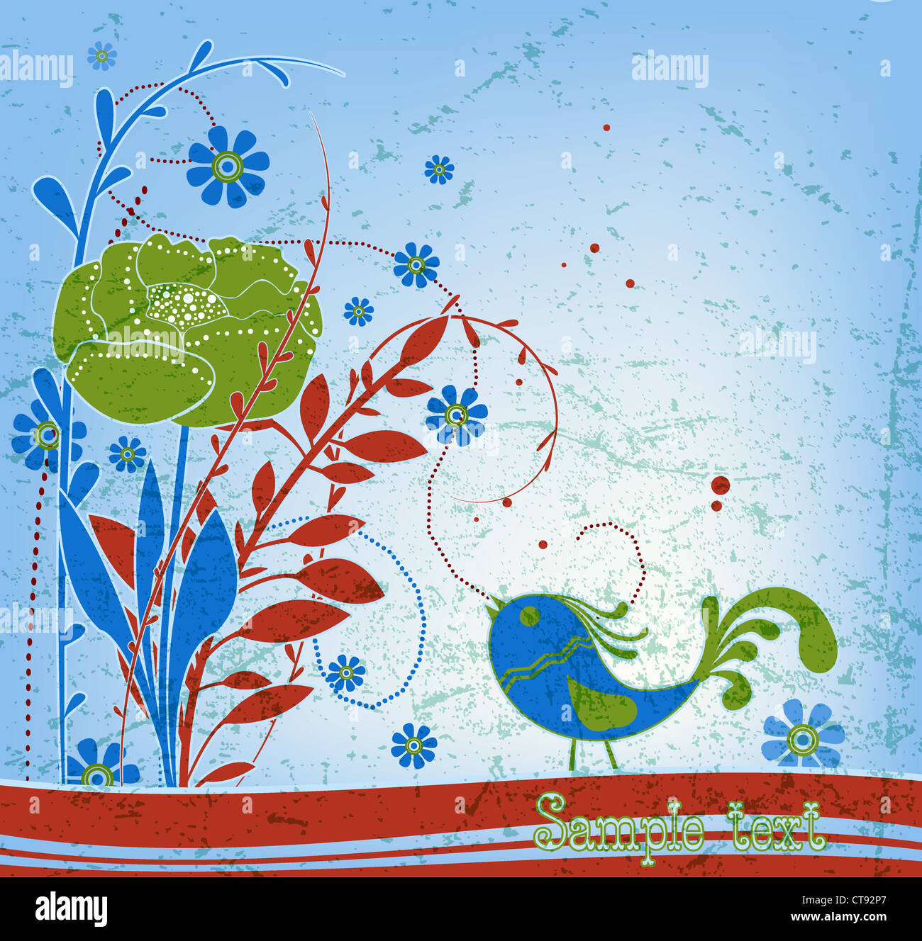 vector grunge background with floral Stock Photo - Alamy
