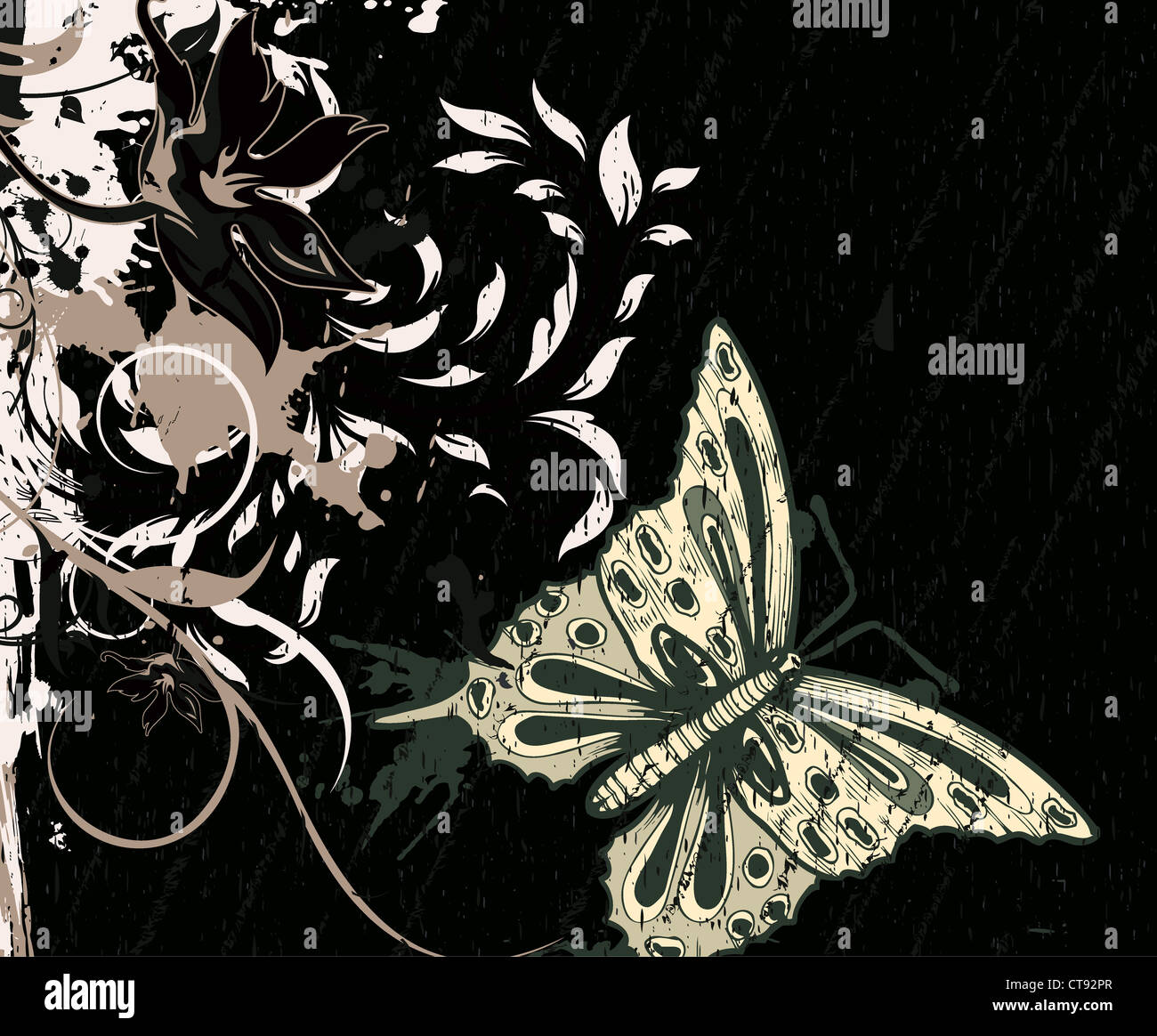 vector grunge background with floral Stock Photo - Alamy