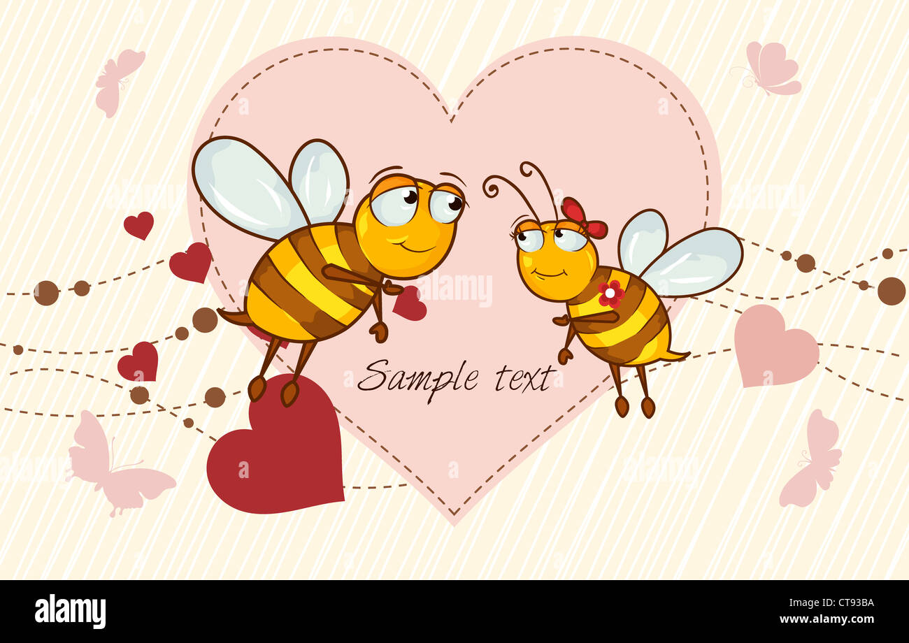 bees in love vector illustration Stock Photo