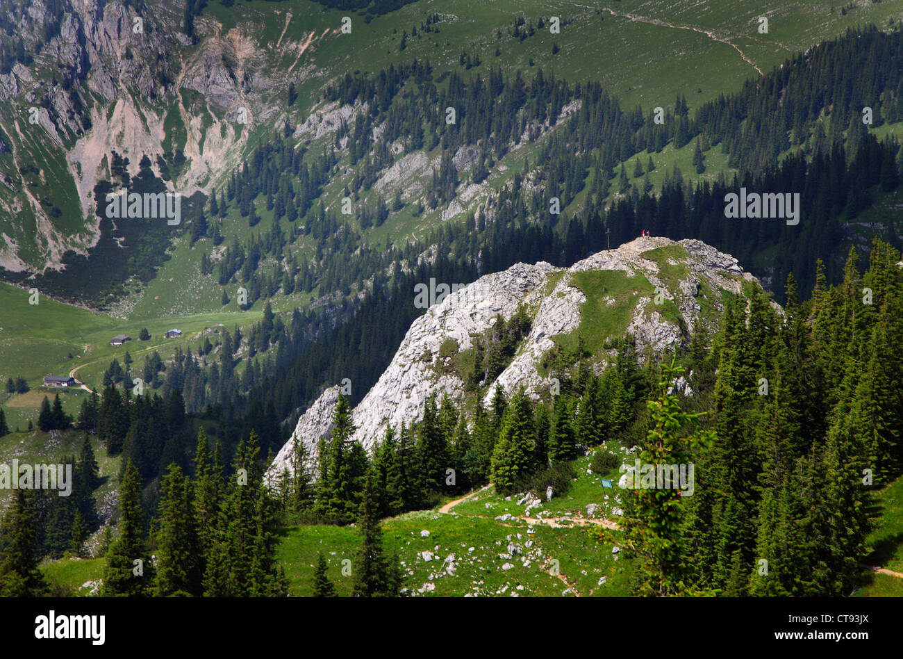 Mountain hiking path in the Mangfall mountains, Bavarian alps. Stock Photo