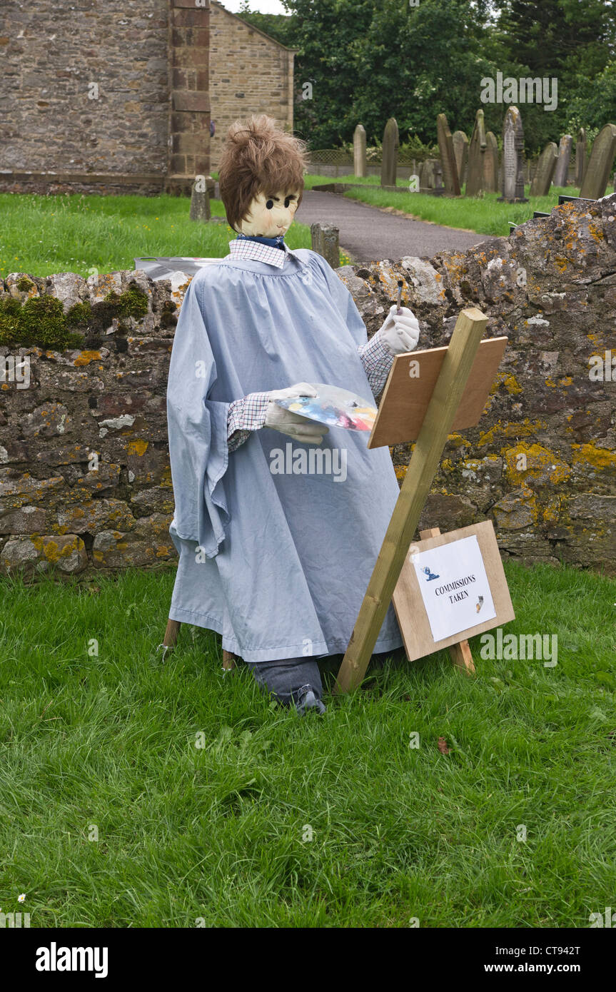 A scarecrow in the guise of an artist. Made for a scarecrow competition at Bellerby Open Gardens Day, 2012 Stock Photo