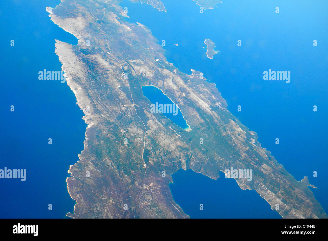 Aerial fly over greek island hi-res stock photography and images - Alamy
