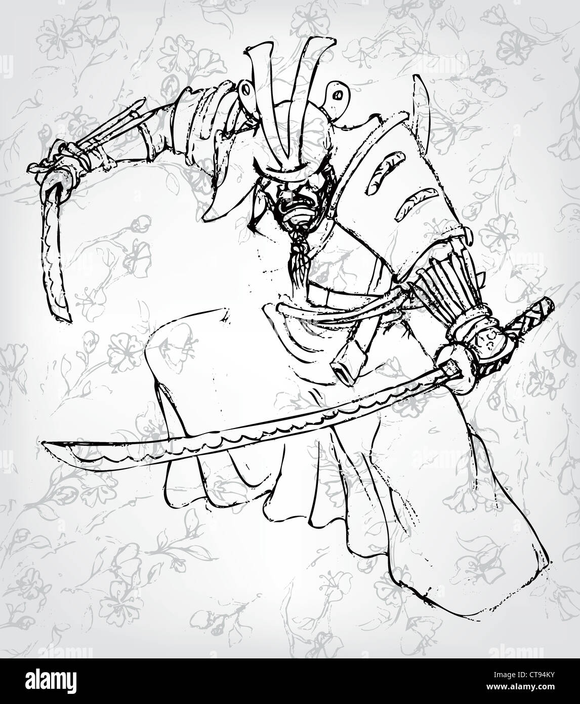 vector hand drawn samurai japanese illustration Stock Photo