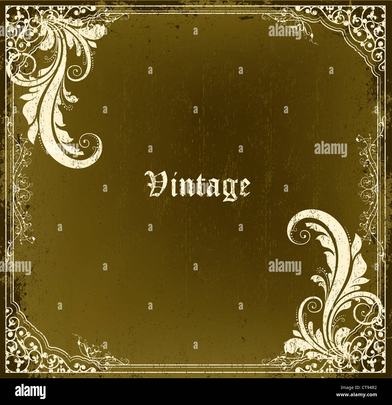 grunge floral frame vector illustration Stock Photo - Alamy
