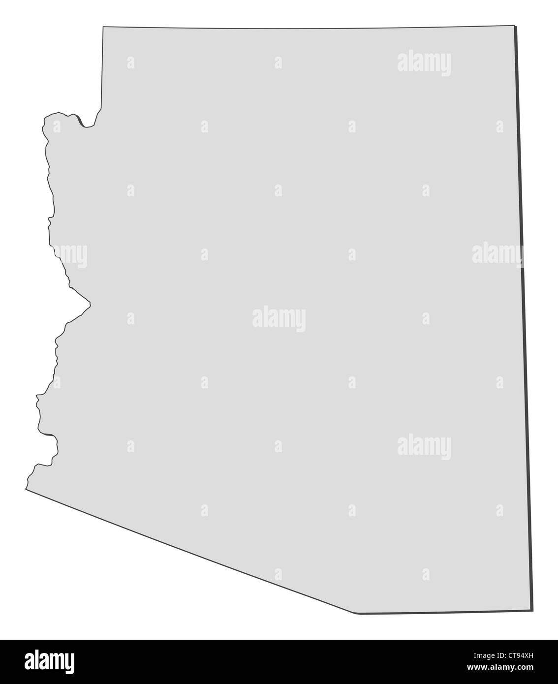 Map of Arizona, a state of United States. Stock Photo
