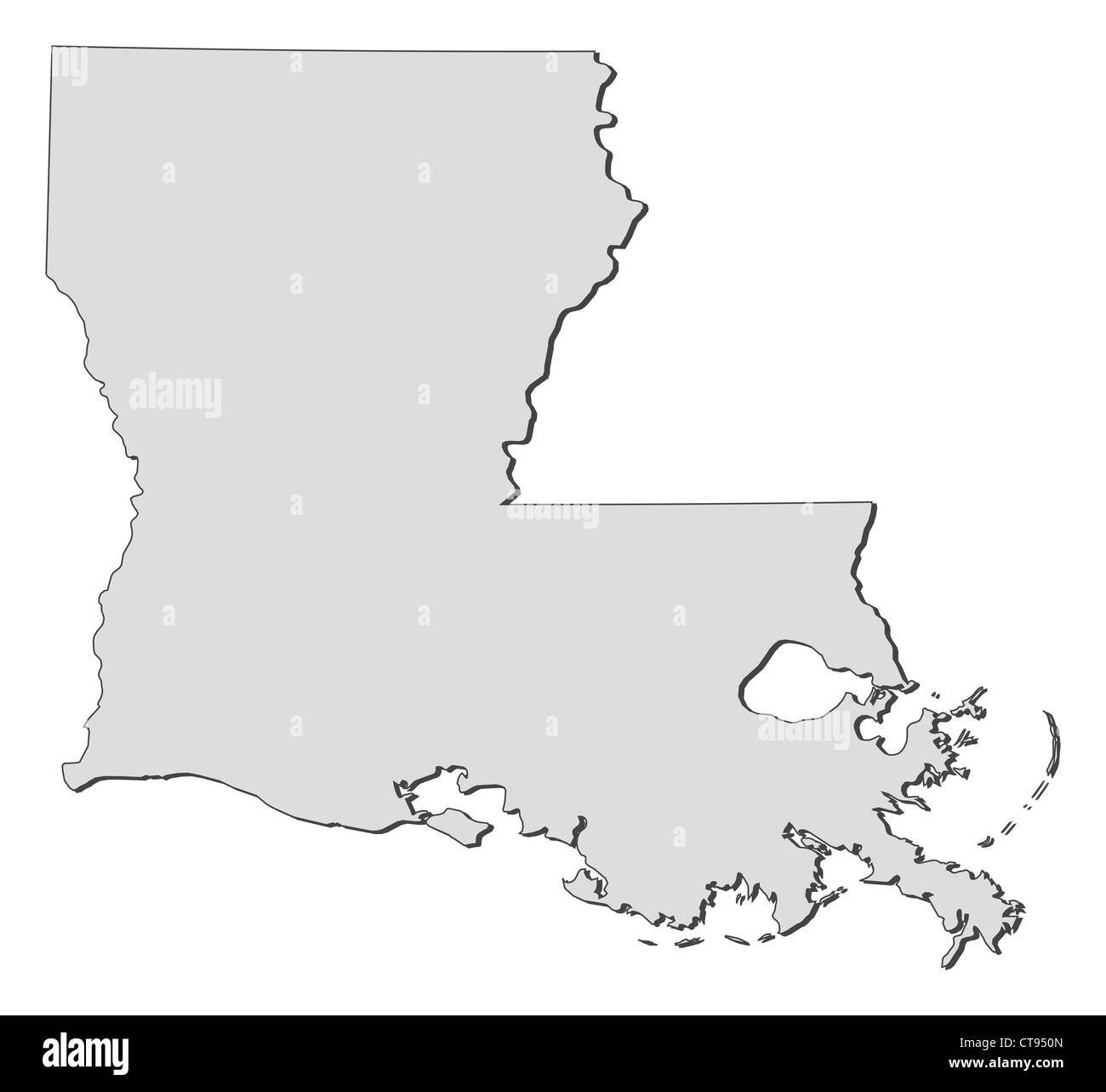 Map of Louisiana, a state of United States. Stock Photo