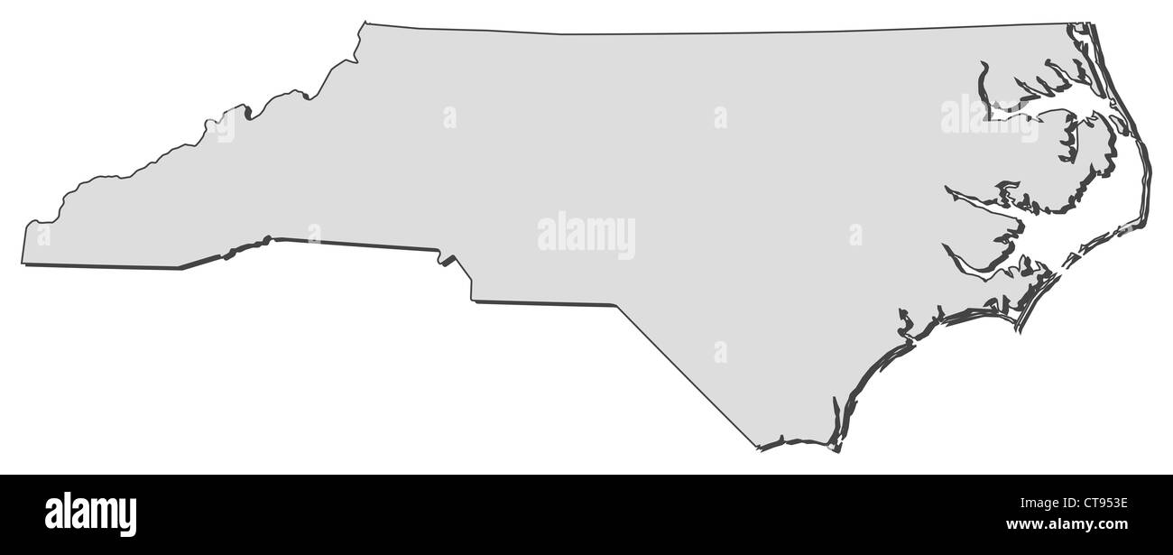 Map of North Carolina, a state of United States Stock Photo Alamy