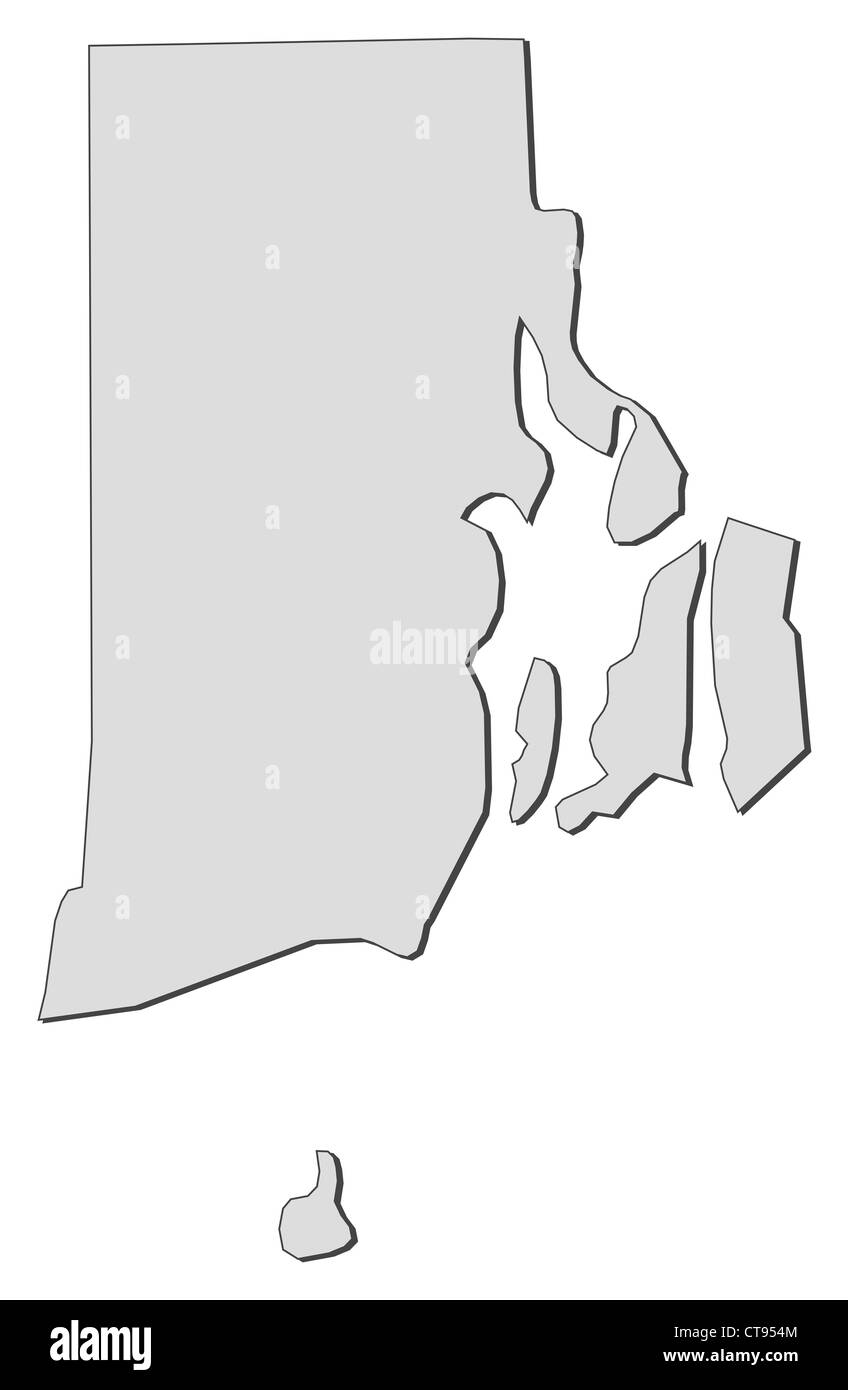 Map of Rhode Island, a state of United States. Stock Photo