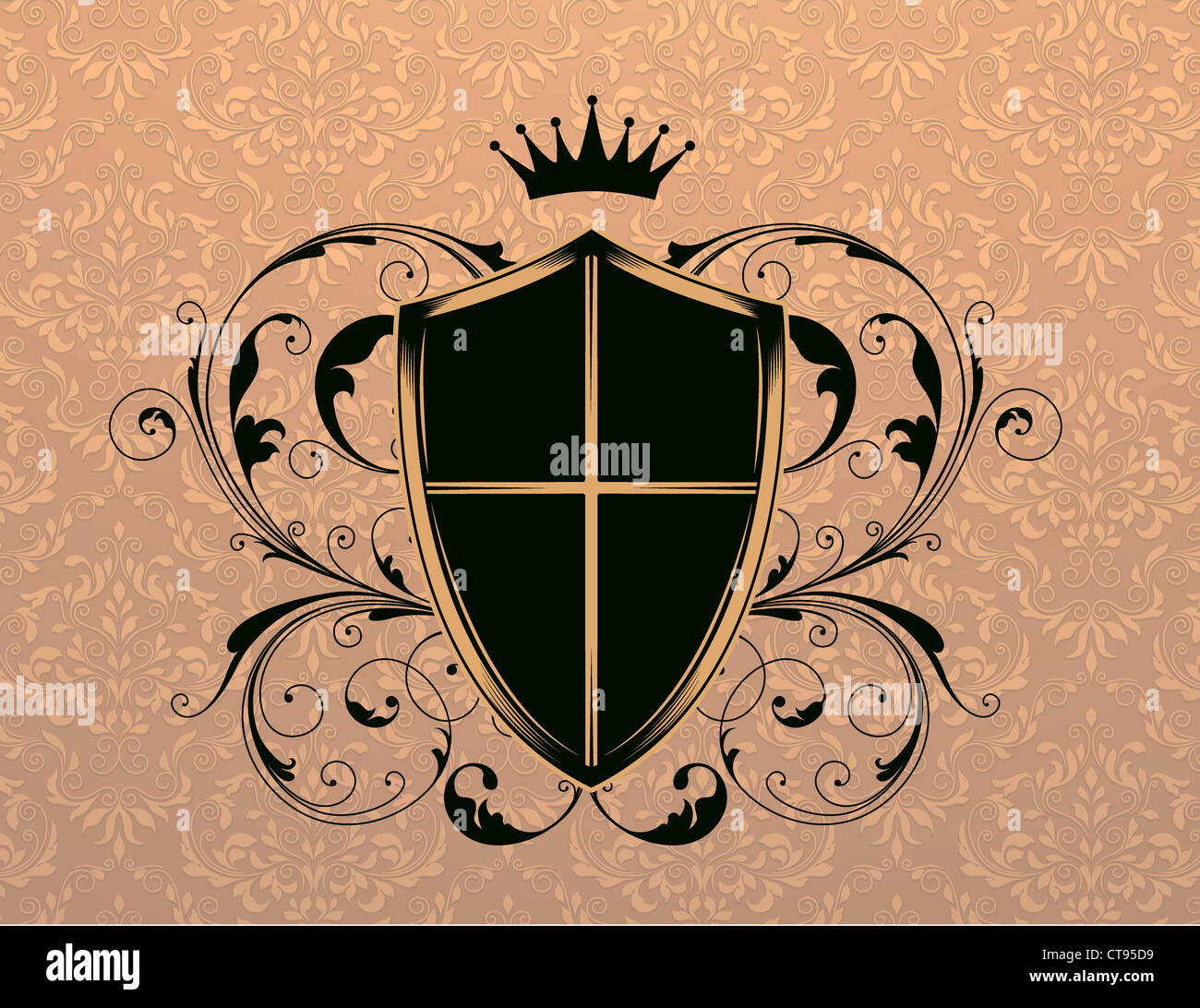 Vector Vintage Emblem With Shield Stock Photo Alamy