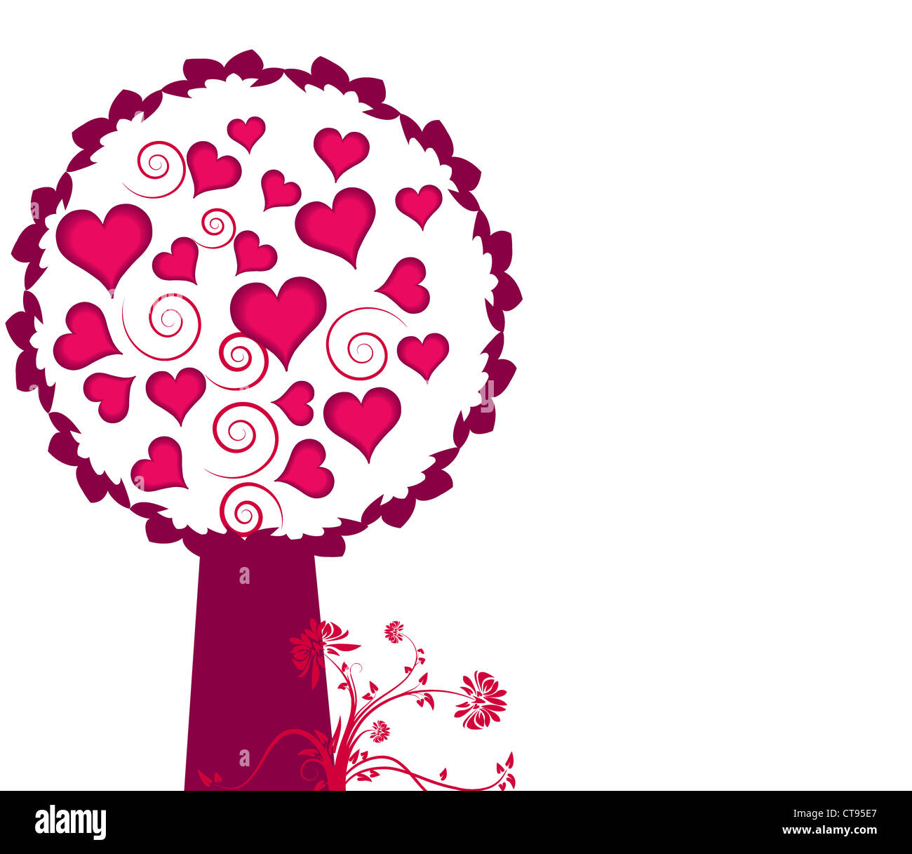 valentine illustration of a tree with hearts Stock Photo - Alamy