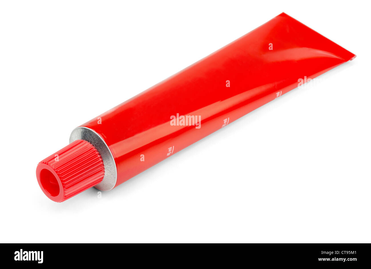 Red tube of ointment isolated on white Stock Photo