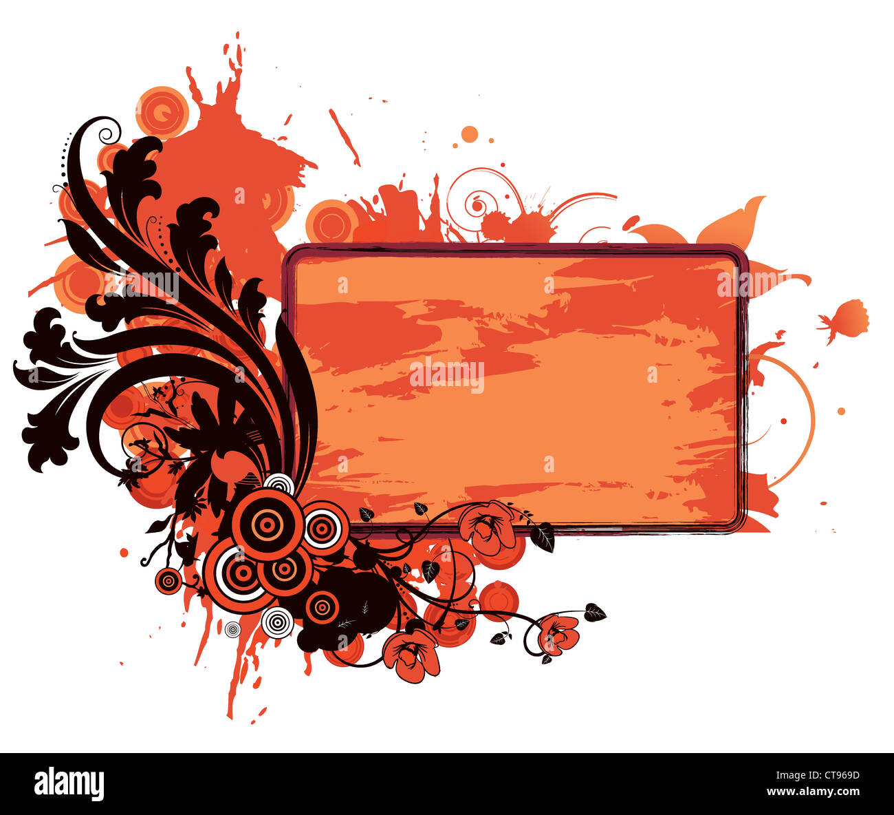 grunge floral frame vector illustration Stock Photo - Alamy
