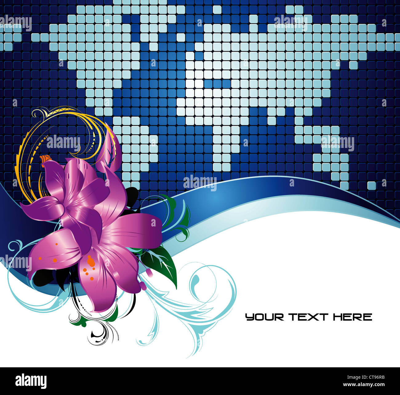 vector abstract world map with floral Stock Photo - Alamy