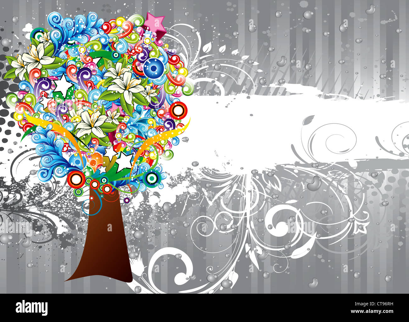 vector grunge background with abstract tree Stock Photo - Alamy