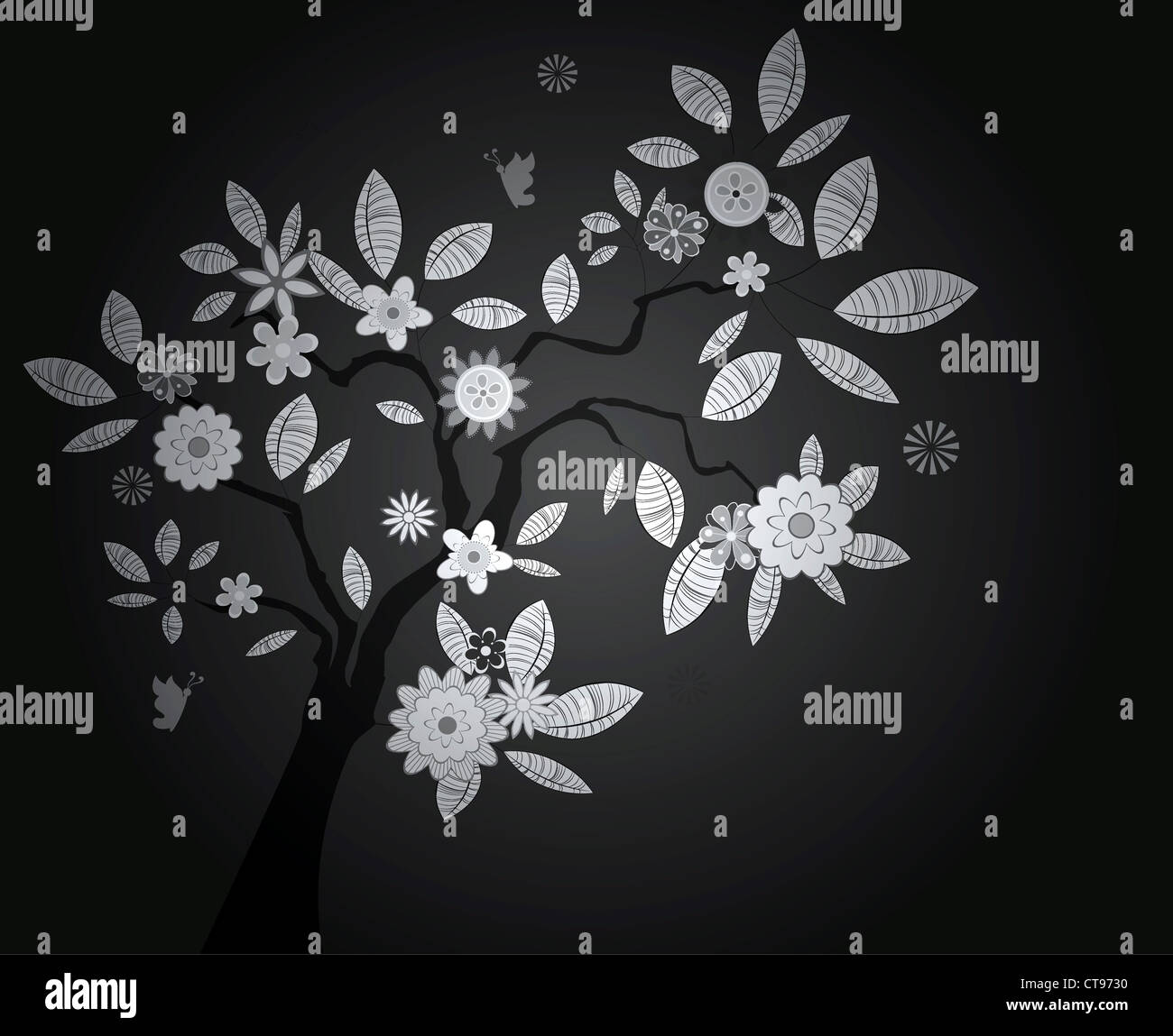 vector vintage background with tree Stock Photo - Alamy