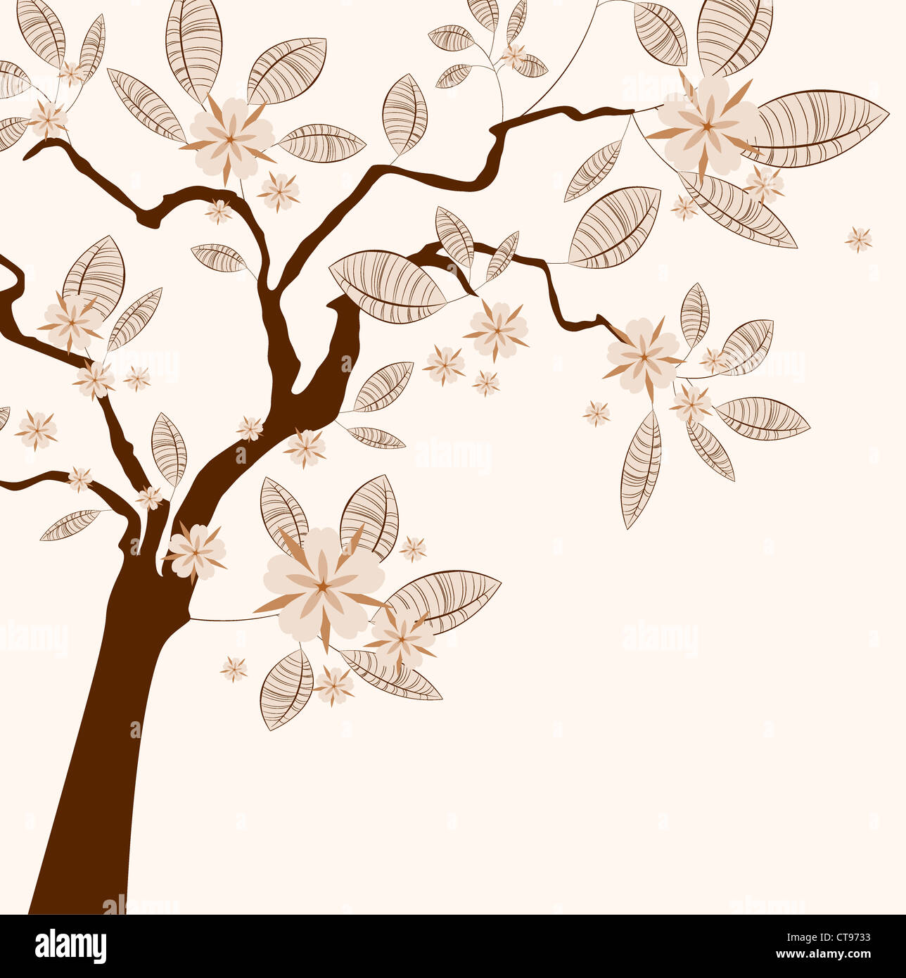 vector vintage background with tree Stock Photo - Alamy
