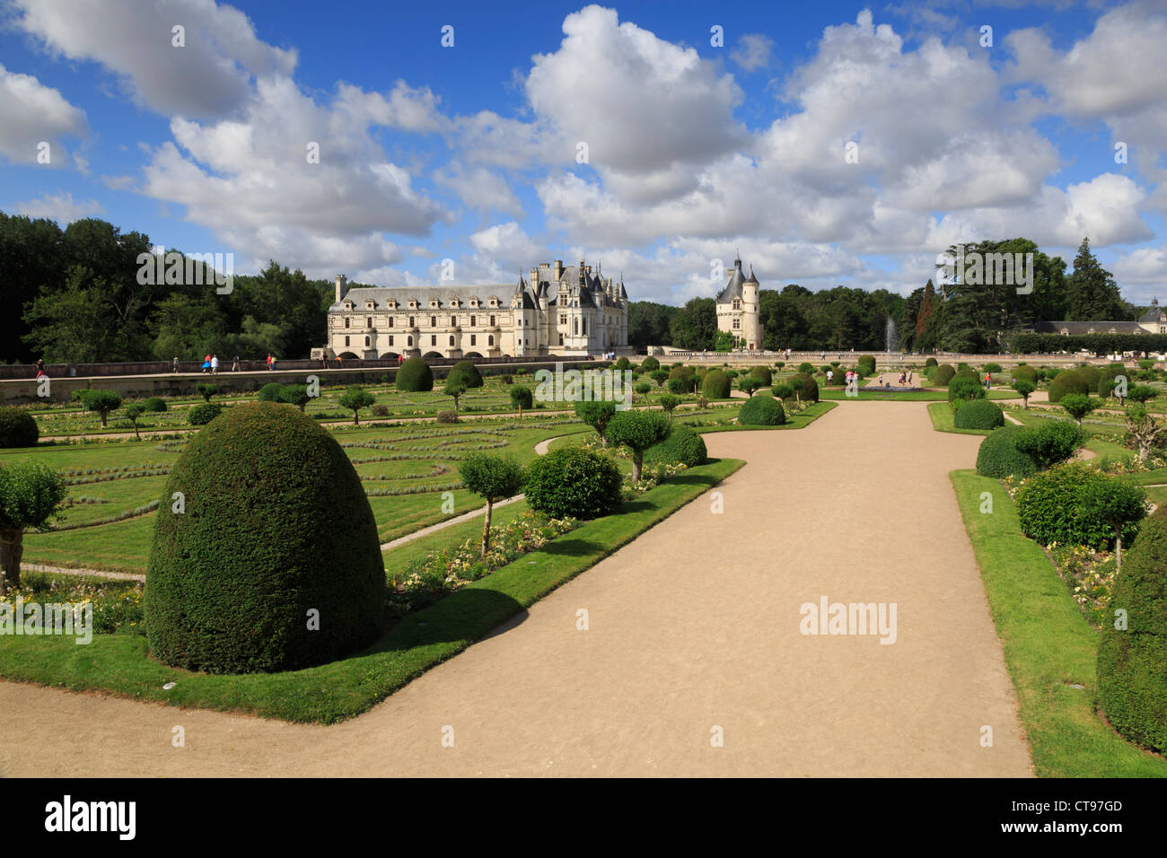 Diane de Poitiers Garden at Chateau Chenonceau, Loire Valley. Stock Photo