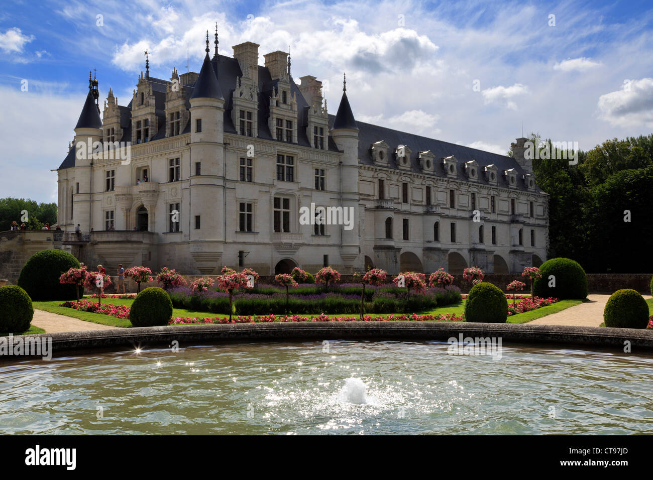 Catherine de Medici's Garden at Chateau Chenonceau, Loire Valley. Stock Photo