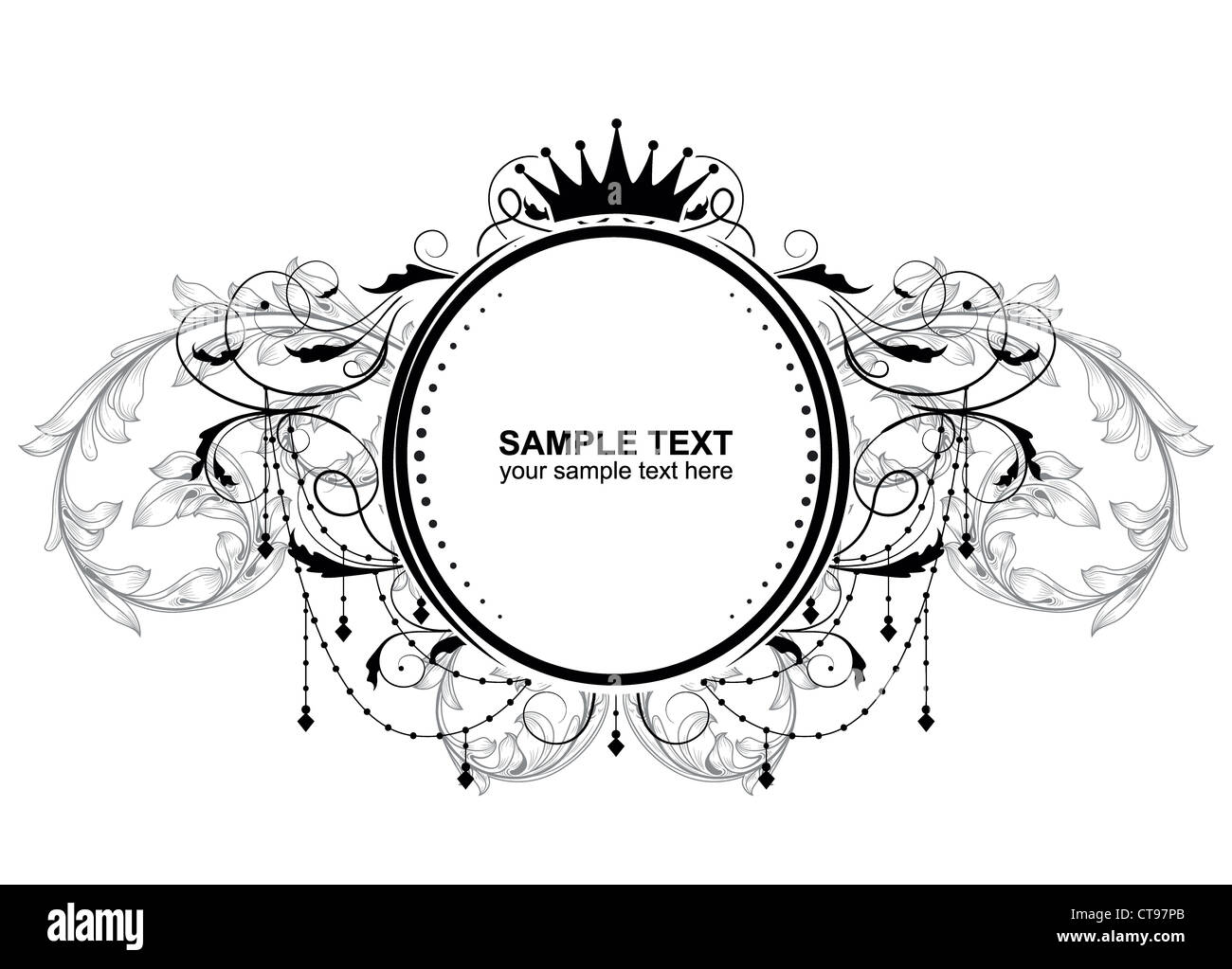 vector vintage label with floral Stock Photo - Alamy