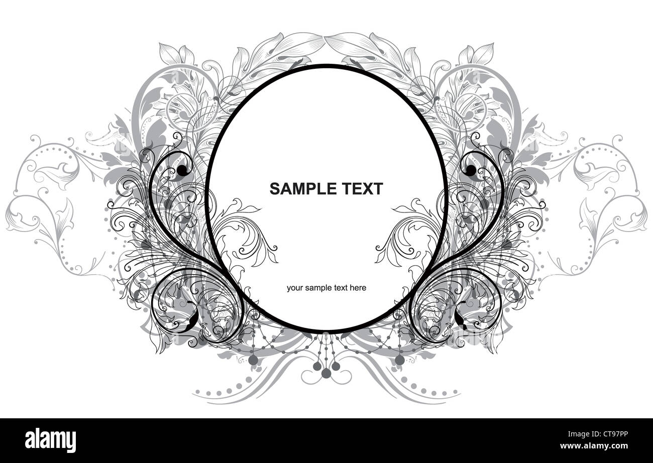 vector vintage label with floral Stock Photo - Alamy