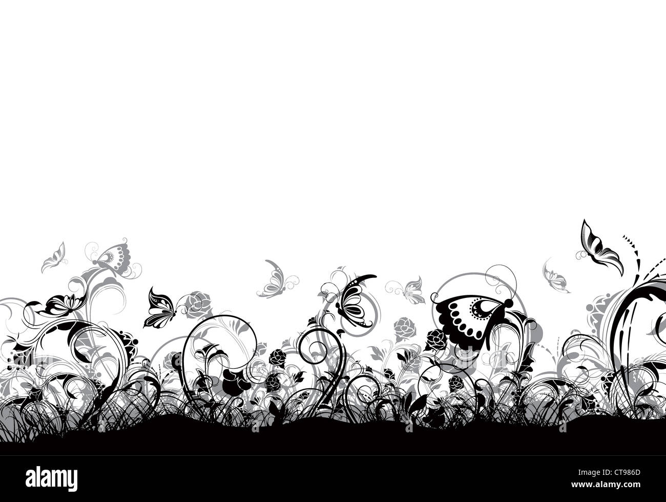 vector floral background with butterflies Stock Photo - Alamy