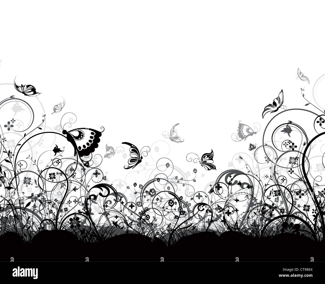 vector floral background with butterflies Stock Photo - Alamy